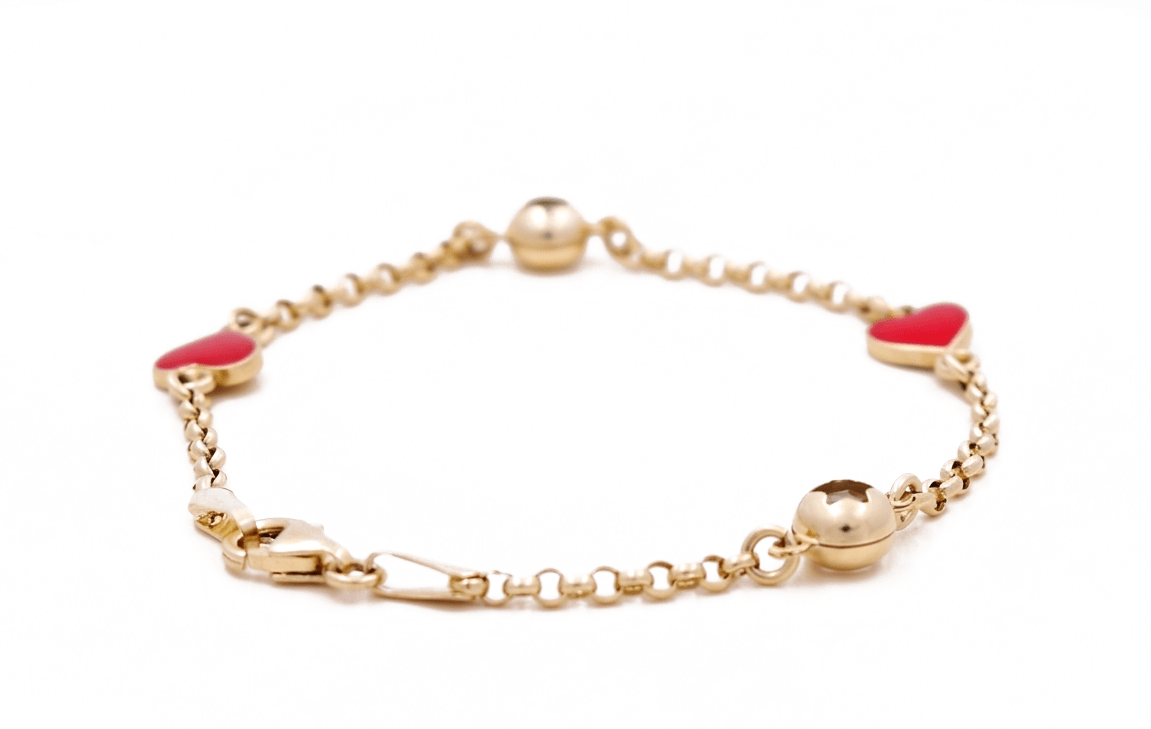 14K Yellow Gold Heart Bracelet Kid - Miral Jewelry