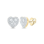 14K Yellow Gold Heart Diamond Earrings with 0.50Tw Round Diamonds - Miral Jewelry