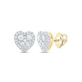 14K Yellow Gold Heart Diamond Earrings with 0.50Tw Round Diamonds - Miral Jewelry
