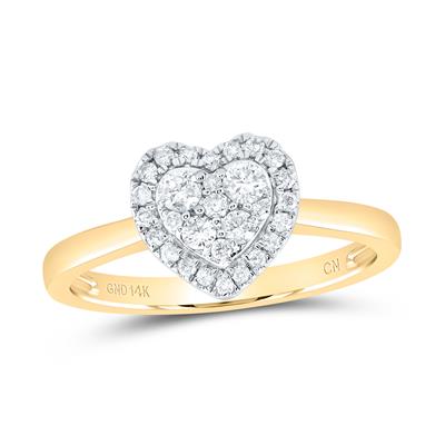 14K Yellow Gold Heart Diamond Fashion Ring with 0.33Tw Round Diamonds - Miral Jewelry