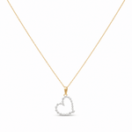 14k Yellow Gold Heart Diamond Necklace 18" with 0.25Tw Round Diamonds - Miral Jewelry