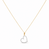 14k Yellow Gold Heart Diamond Necklace 18" with 0.25Tw Round Diamonds - Miral Jewelry