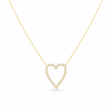 14k Yellow Gold Heart Diamond Necklace with 0.15 Tw Round Diamonds - Miral Jewelry