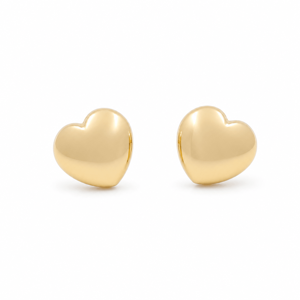 14K Yellow Gold Heart Earrings - Miral Jewelry