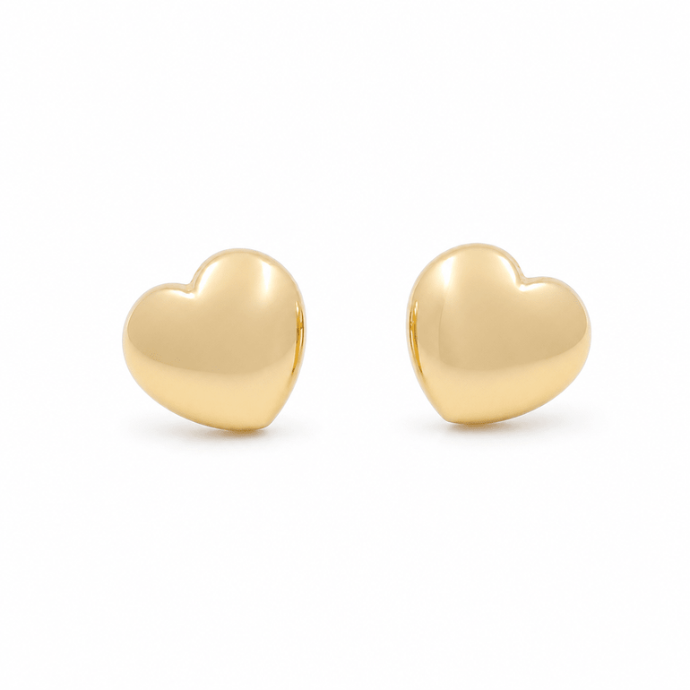 14K Yellow Gold Heart Earrings - Miral Jewelry