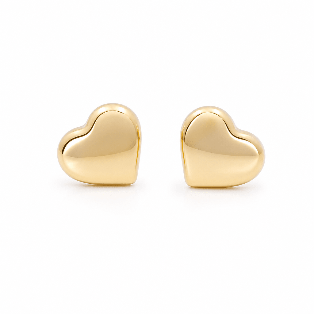 14K Yellow Gold Heart Earrings - Miral Jewelry