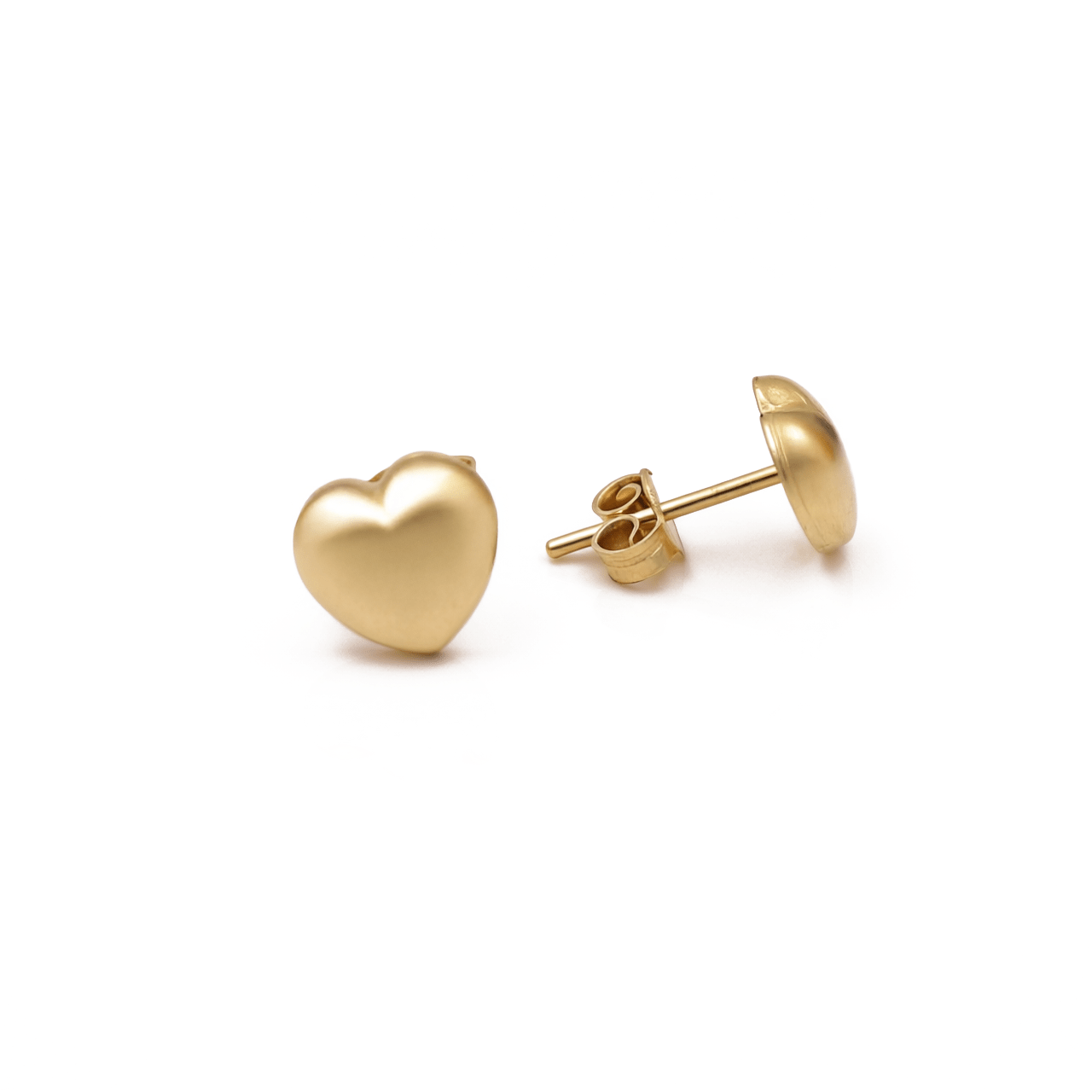 14K Yellow Gold Puffed Heart Stud Earrings 1.4 g – view 2