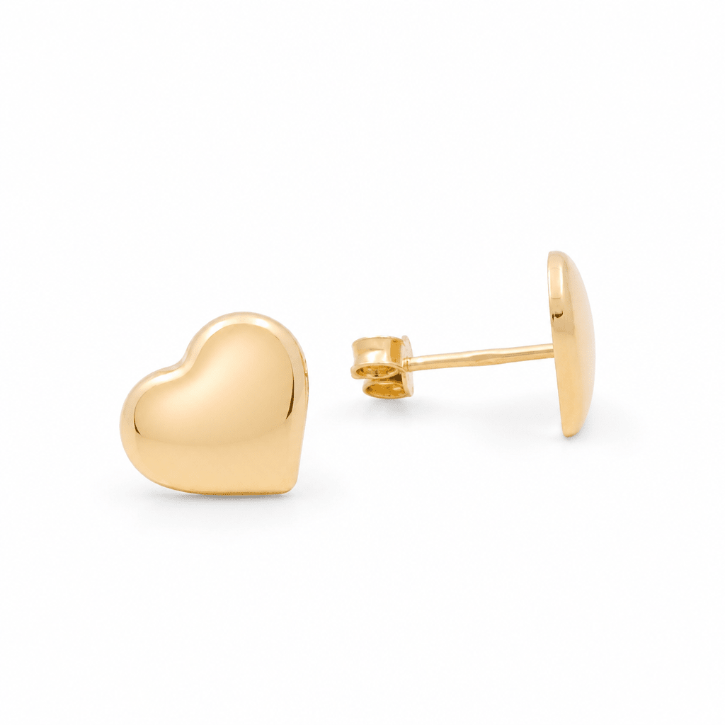 14K Yellow Gold Heart Earrings - Miral Jewelry