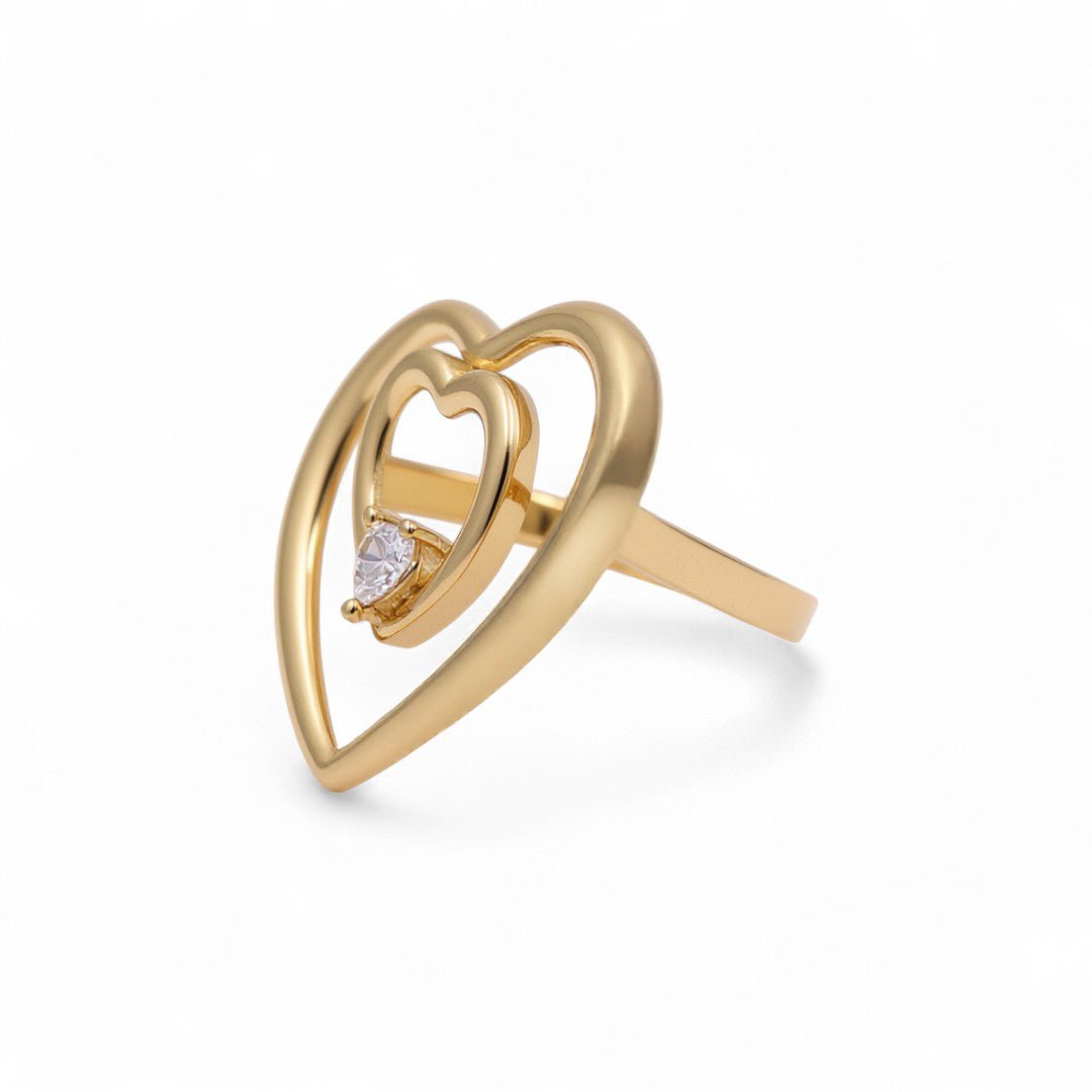 14K Yellow Gold Heart Fashion Women's Ring - Miral Jewelry