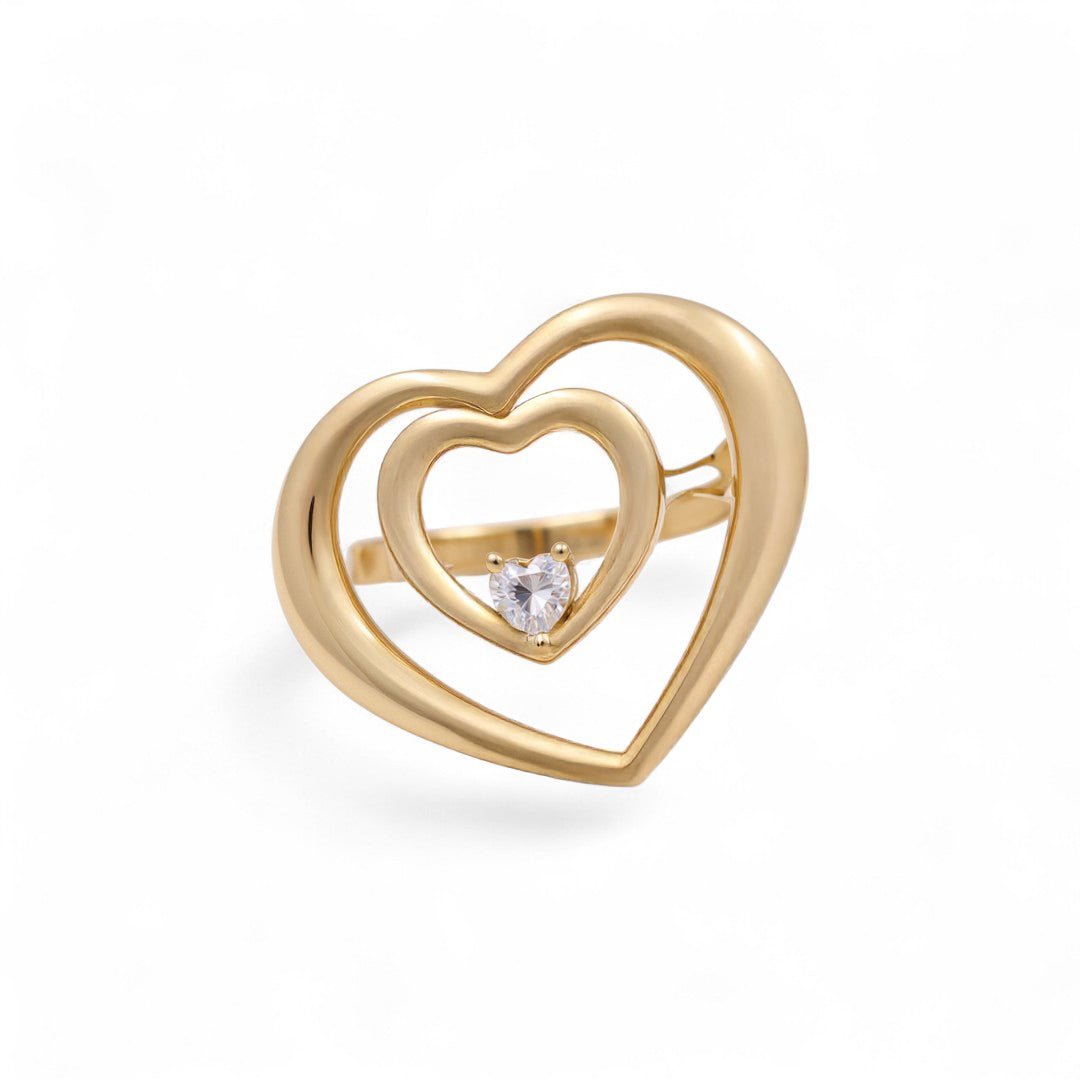 14K Yellow Gold Heart Fashion Women's Ring - Miral Jewelry
