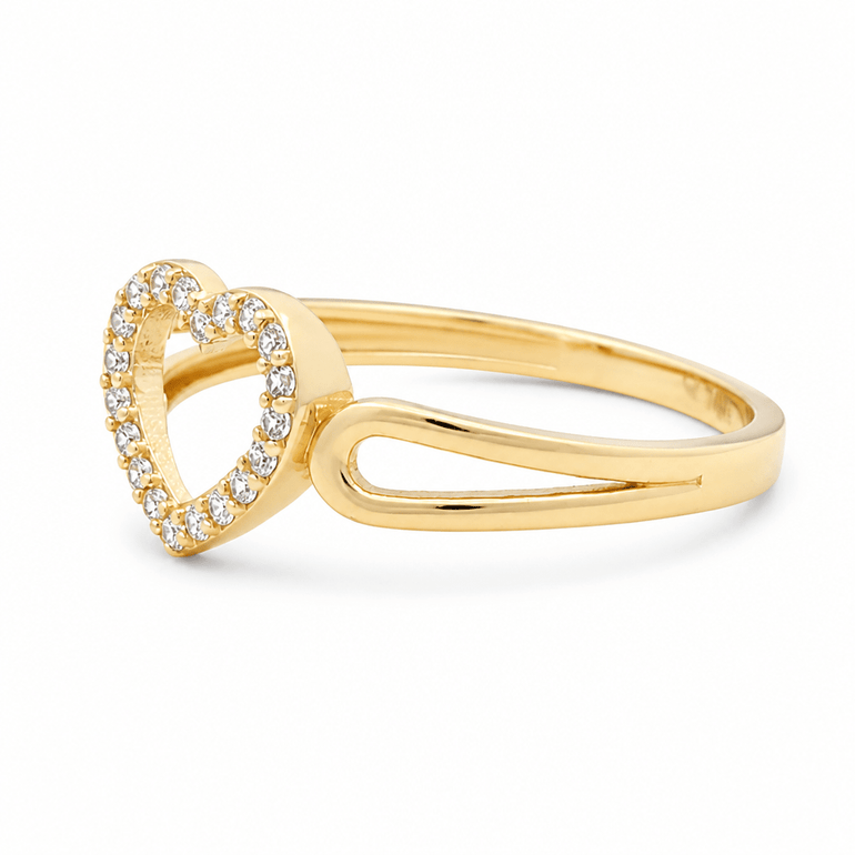 14K Yellow Gold Heart Fashion Women's Ring - Miral Jewelry