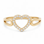14K Yellow Gold Heart Fashion Women's Ring - Miral Jewelry