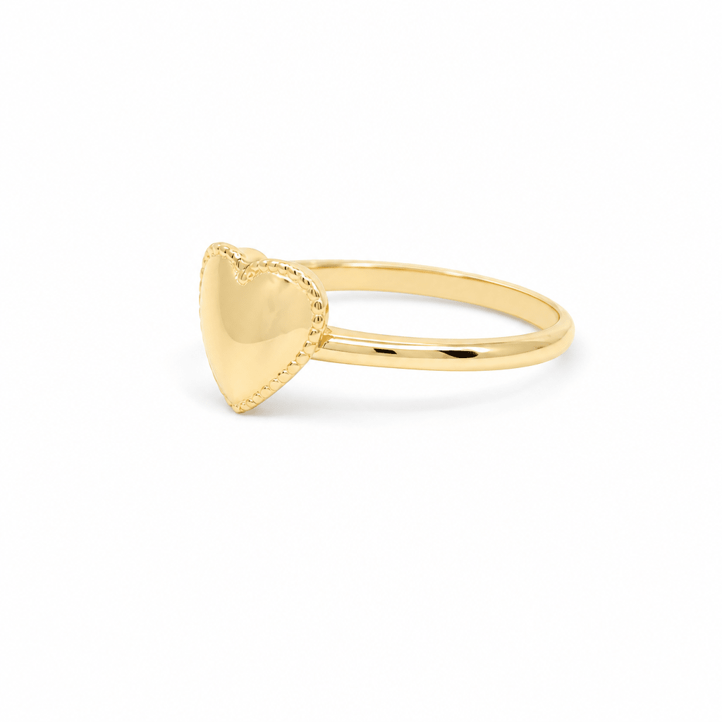 14K Yellow Gold Puffed Heart Ring Split Shoulders – view 2