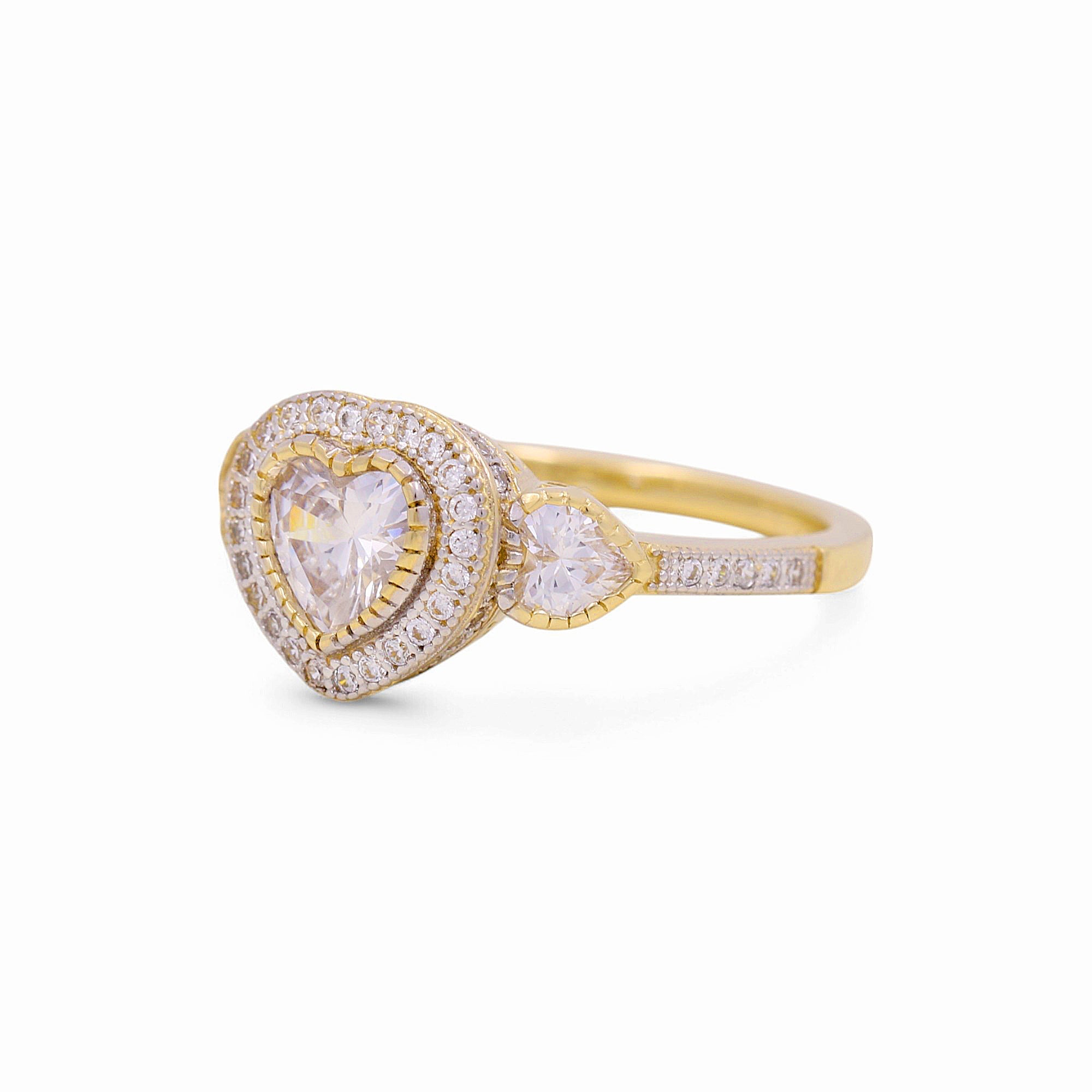 14K Yellow Gold Heart Fashion Women's Ring - Miral Jewelry