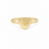 14K Yellow Gold Puffed Heart Ring Split Shoulders
