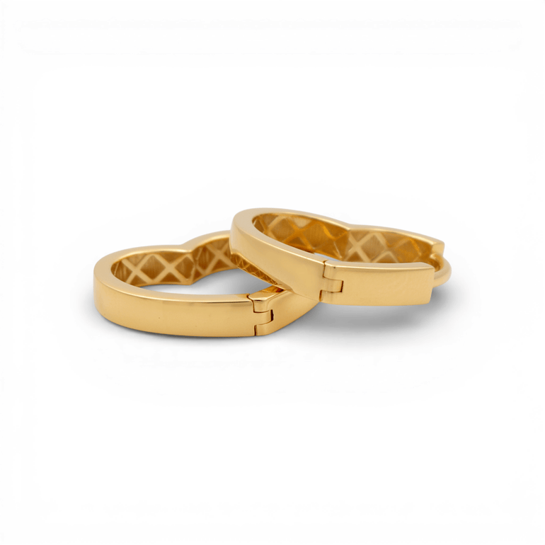 14K Yellow Gold Heart Hoops Earrings - Miral Jewelry