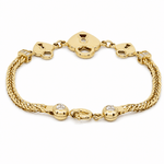 14K Yellow Gold Heart Padlock Bracelet with CZ 7.5in – view 2