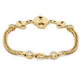 14K Yellow Gold Heart Padlock Bracelet with CZ 7.5in – view 2