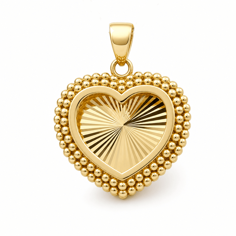 14K Yellow Gold Heart Pendant - Miral Jewelry