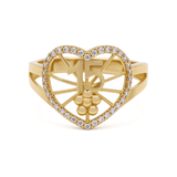 14K Yellow Gold Heart with 15 Fashion Women's Ring - Miral Jewelry