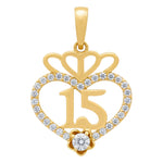 14K Yellow Gold Heart with 15 Pendant - Miral Jewelry