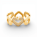 14K Yellow Gold Heart with CZ Fashion Women's Ring - Miral Jewelry