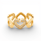 14K Yellow Gold Heart with CZ Fashion Women's Ring - Miral Jewelry
