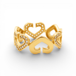 14K Yellow Gold Heart with CZ Fashion Women's Ring - Miral Jewelry