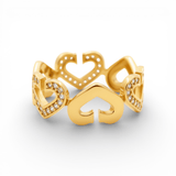 14K Yellow Gold Heart with CZ Fashion Women's Ring - Miral Jewelry