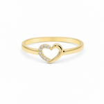 14K Yellow Gold Open Heart Ring with CZ 1.0 g