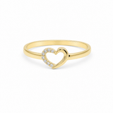 14K Yellow Gold Open Heart Ring with CZ 1.0 g