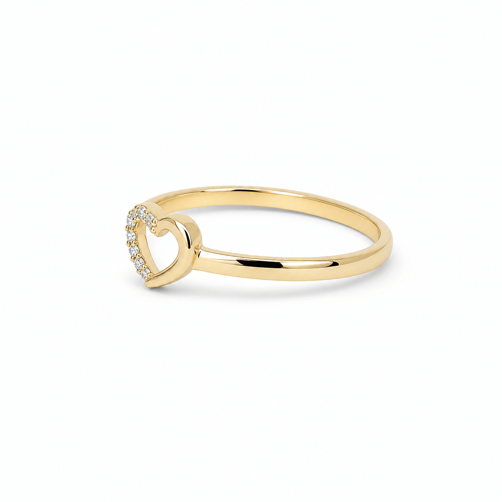 14K Yellow Gold Open Heart Ring with CZ 1.0 g – view 2