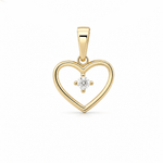 14K Yellow Gold Heart With CZ Pendant - Miral Jewelry