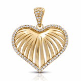 14K Yellow Gold Heart with Cz Pendant - Miral Jewelry