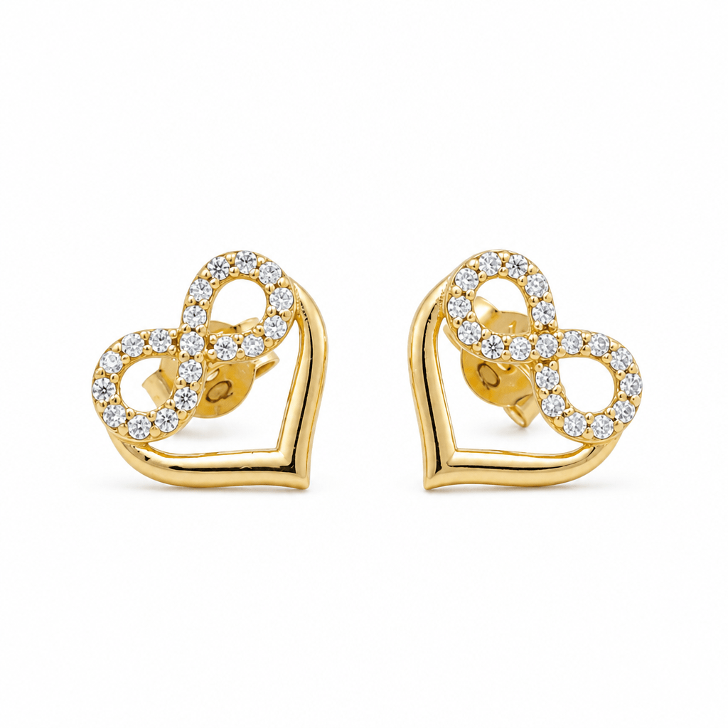 14K Yellow Gold Hearts Earrings - Miral Jewelry