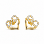 14K Yellow Gold Hearts Earrings - Miral Jewelry
