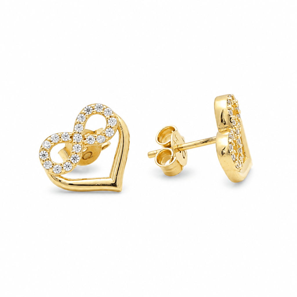 14K Yellow Gold Hearts Earrings - Miral Jewelry