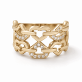 14K Yellow Gold Hearts Fashion Women's Ring - Miral Jewelry