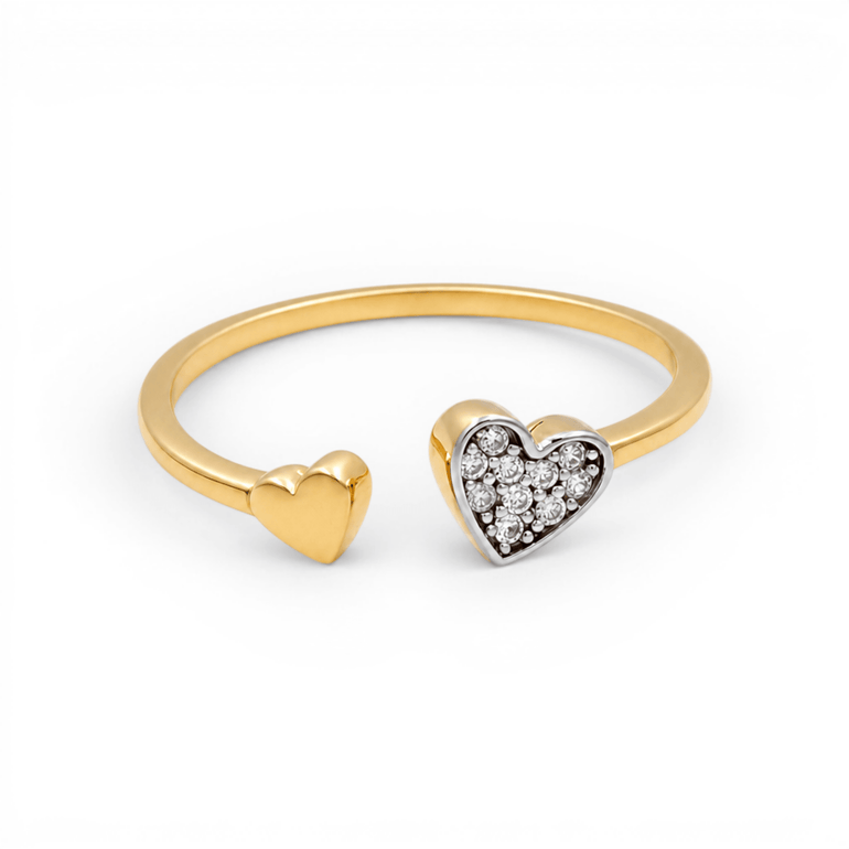 14K Yellow Gold Hearts Fashion Women's Ring - Miral Jewelry