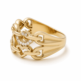 14K Yellow Gold Hearts Fashion Women's Ring - Miral Jewelry