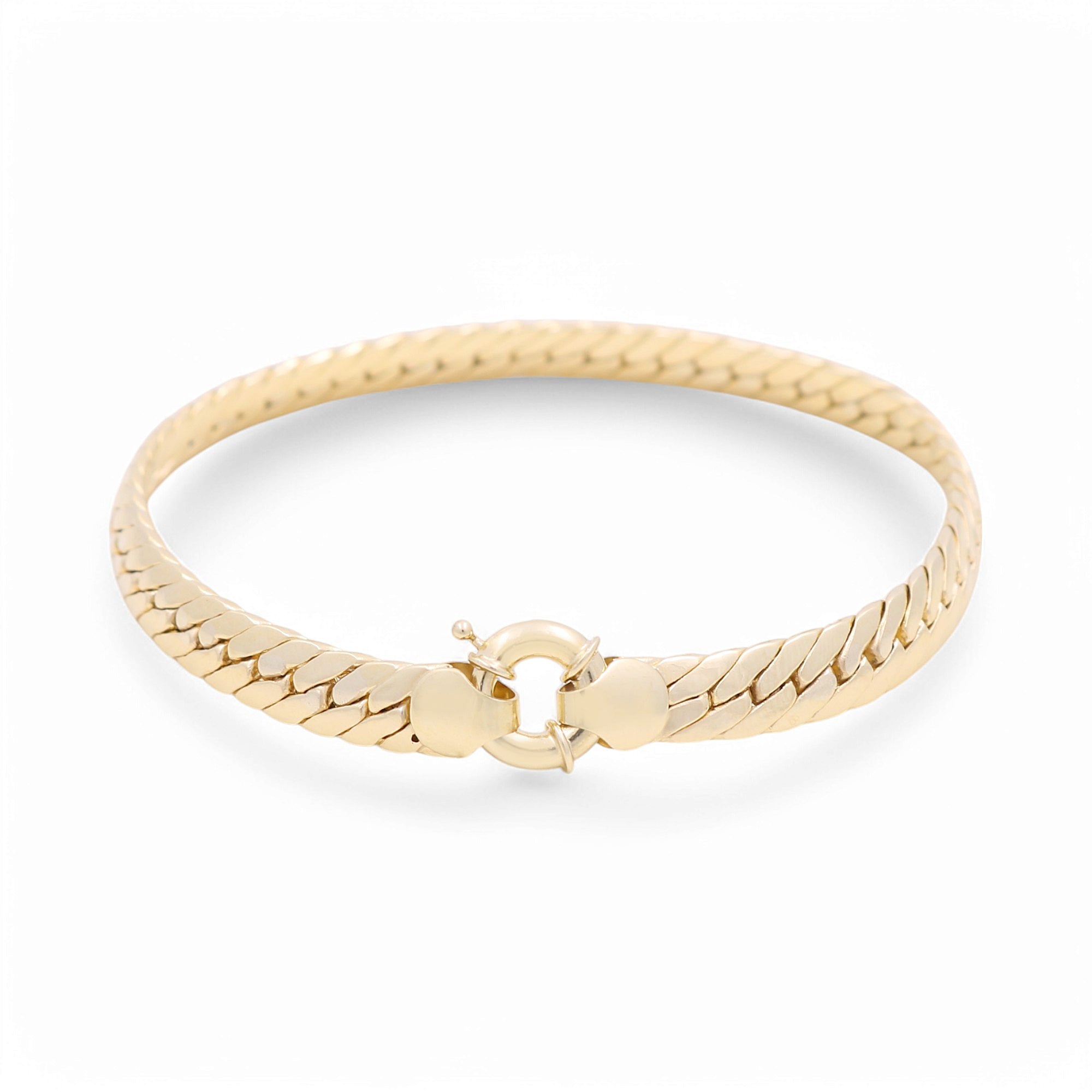 14K Yellow Gold Herringbone Bracelet Women's - Miral Jewelry