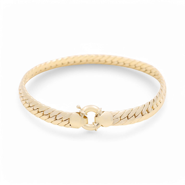 14K Yellow Gold Herringbone Bracelet Women's - Miral Jewelry