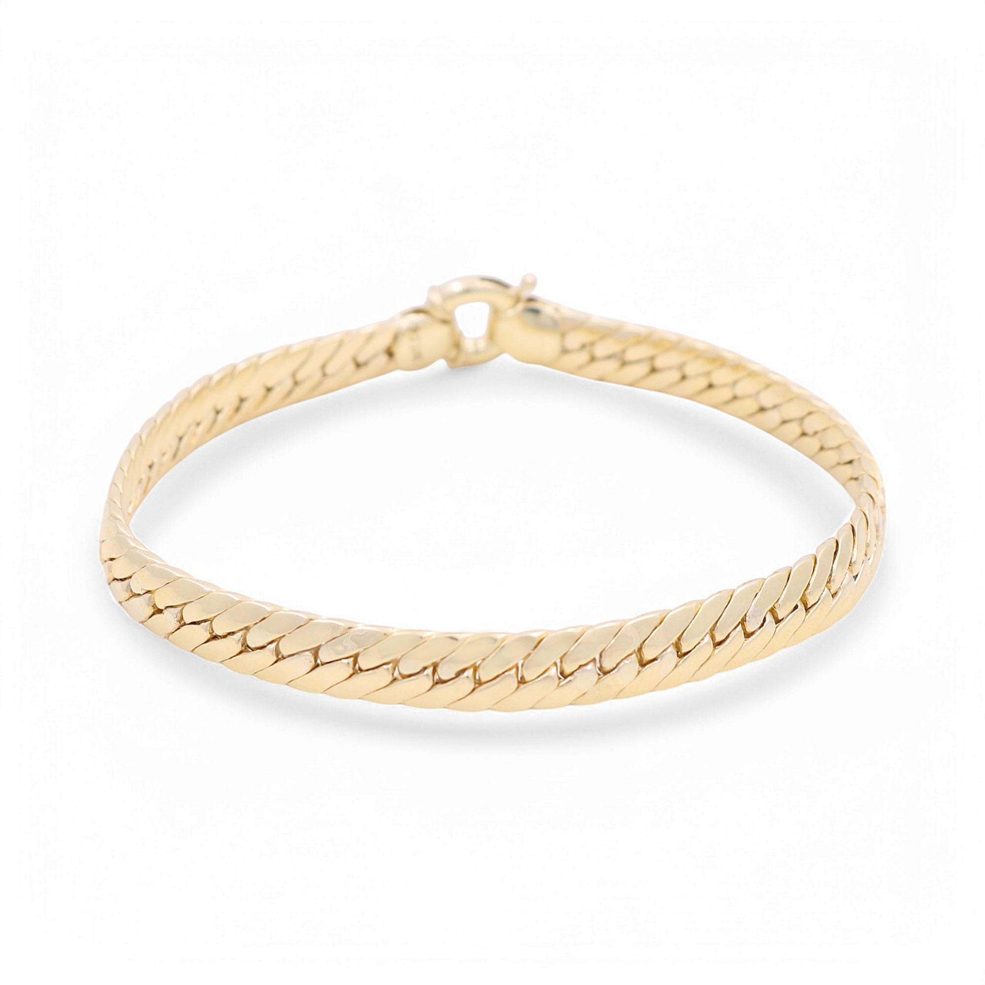 14K Yellow Gold Herringbone Bracelet Women's - Miral Jewelry