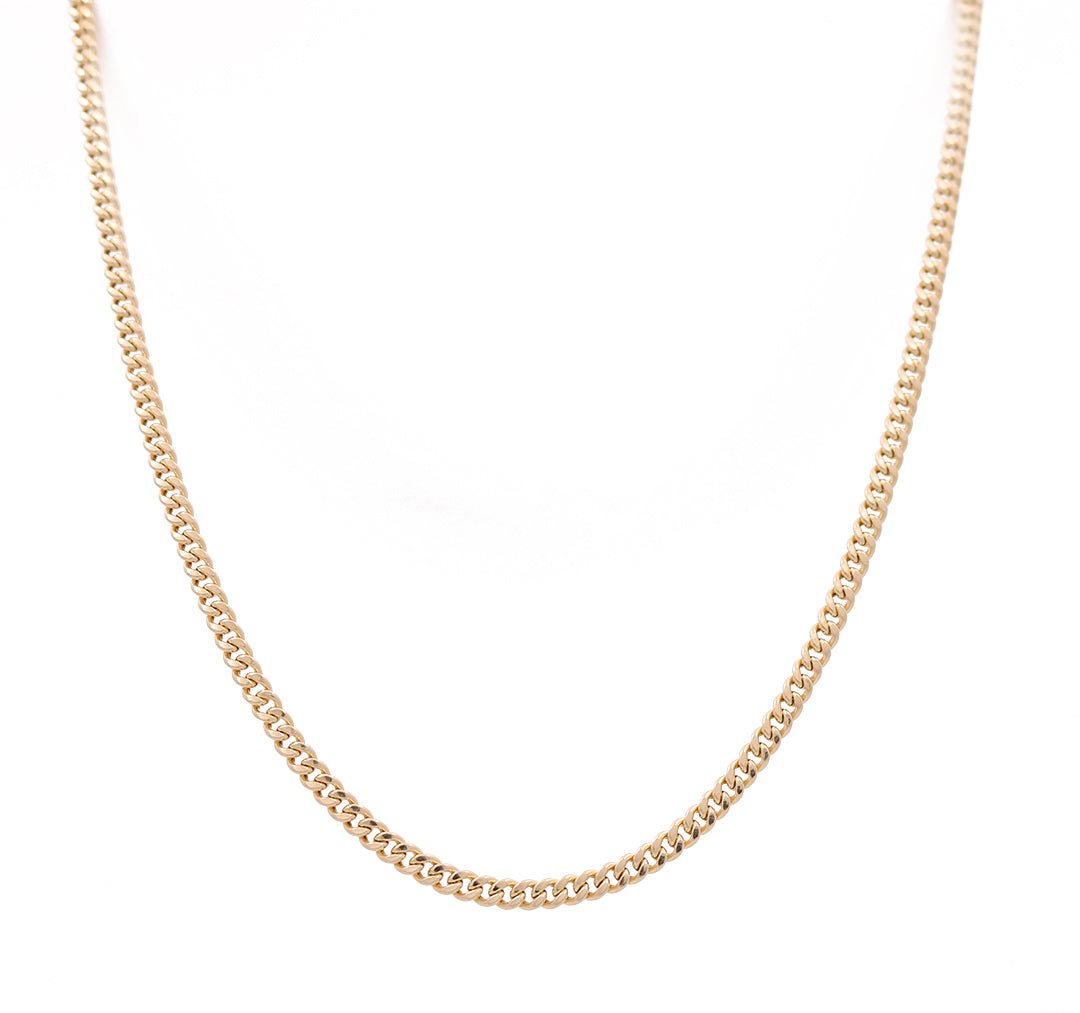 14K Yellow Gold Hollow Cuban Link Chain 18" - Miral Jewelry