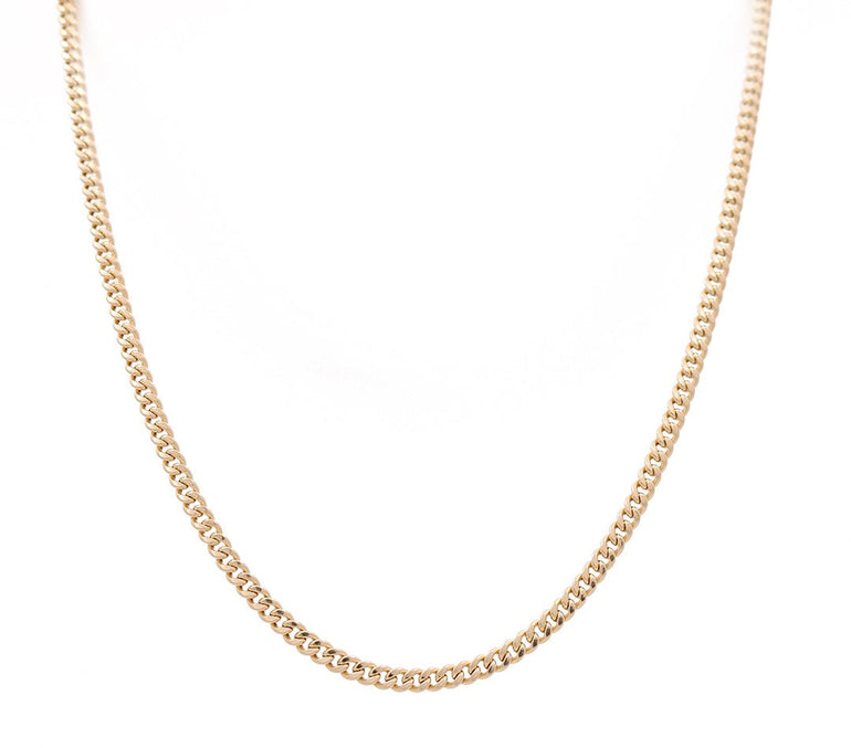 14K Yellow Gold Hollow Cuban Link Chain 18" - Miral Jewelry