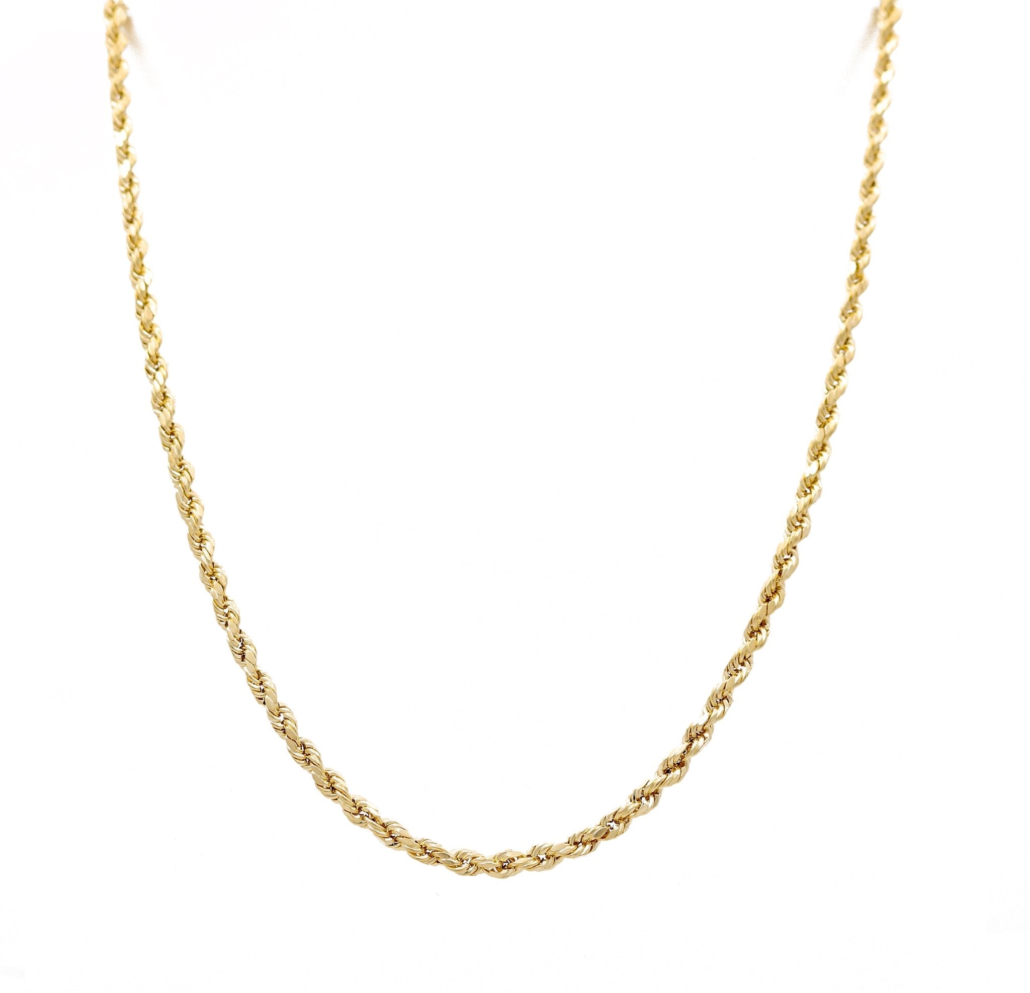 14K Yellow Gold Hollow Rope Chain 24" - Miral Jewelry