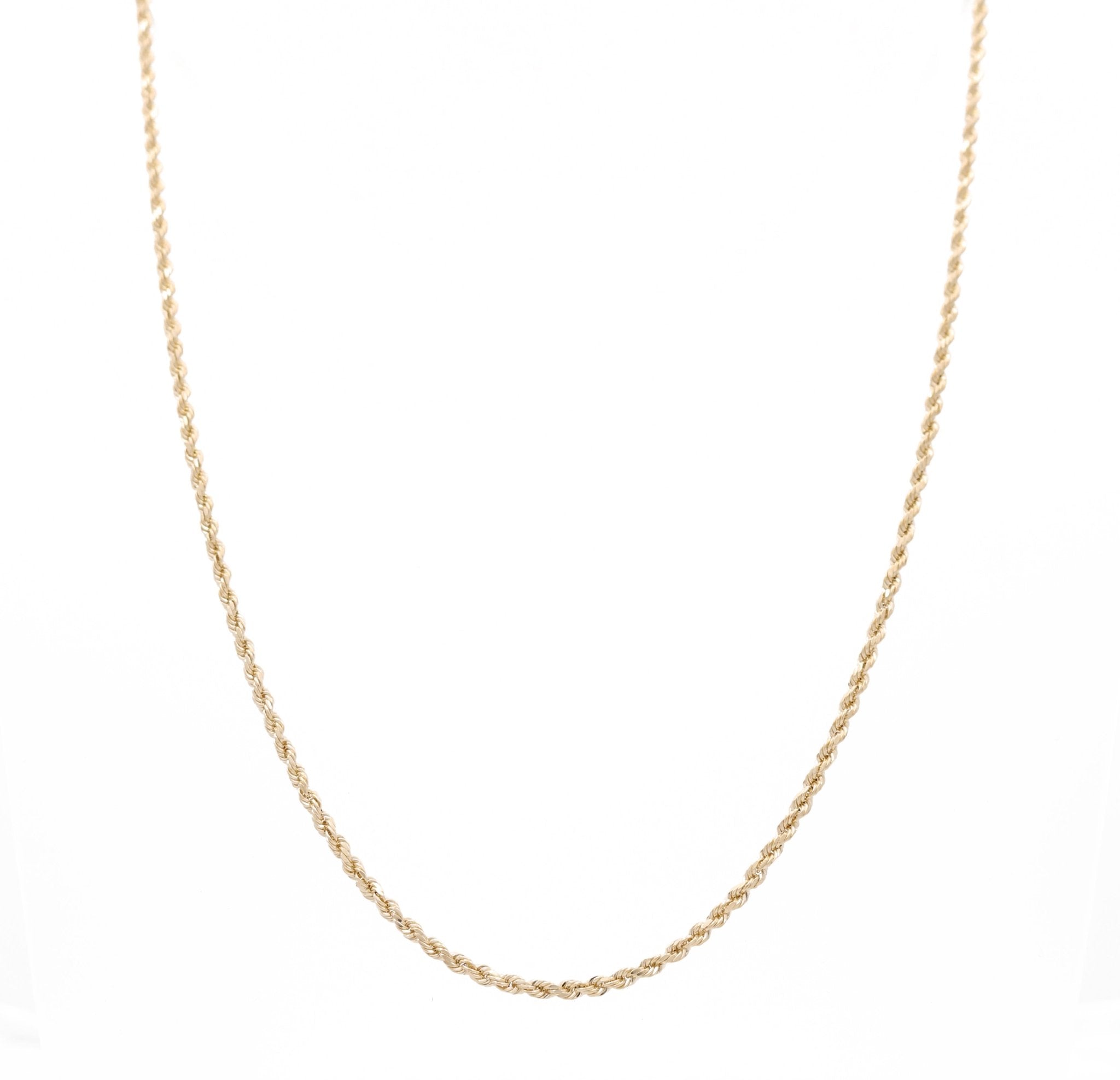 14K Yellow Gold Hollow Rope Chain 24" - Miral Jewelry