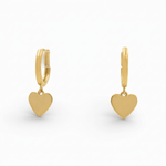 14K Yellow Gold Hoop with Heart Earrings - Miral Jewelry