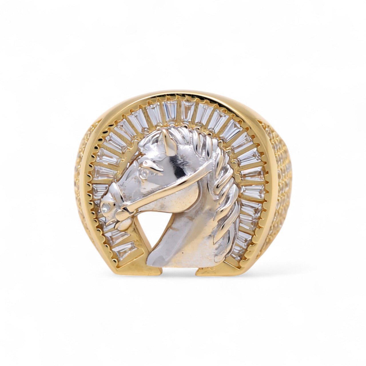 14k Yellow Gold Horse Fashion Men's Ring - Miral Jewelry