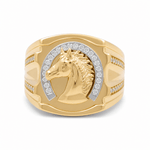 14k Yellow Gold Horse Fashion Men's Ring - Miral Jewelry